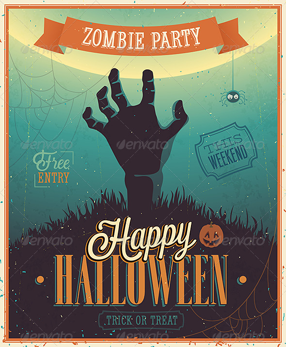 Halloween Zombie Party Poster