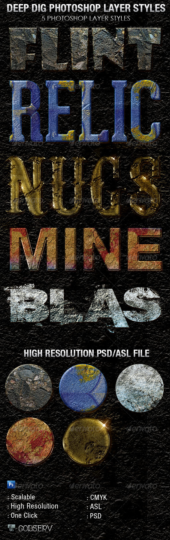 Deep Dig PSD Layer Styles - Text Effects Styles
