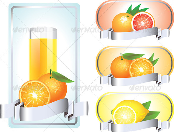 Labels with Citrus Fruits