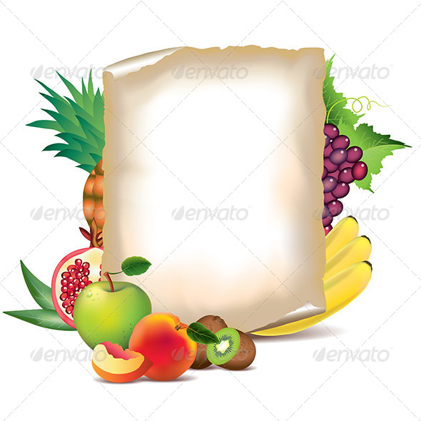 Fruits and Sheet of Paper