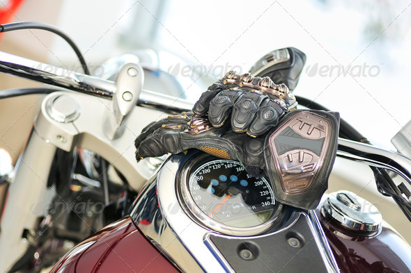 motorcycle gloves with carbon on bike