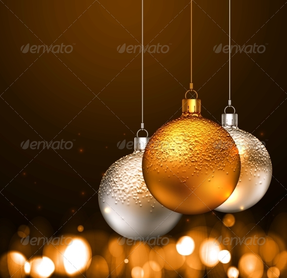 Christmas Balls on Dark Background