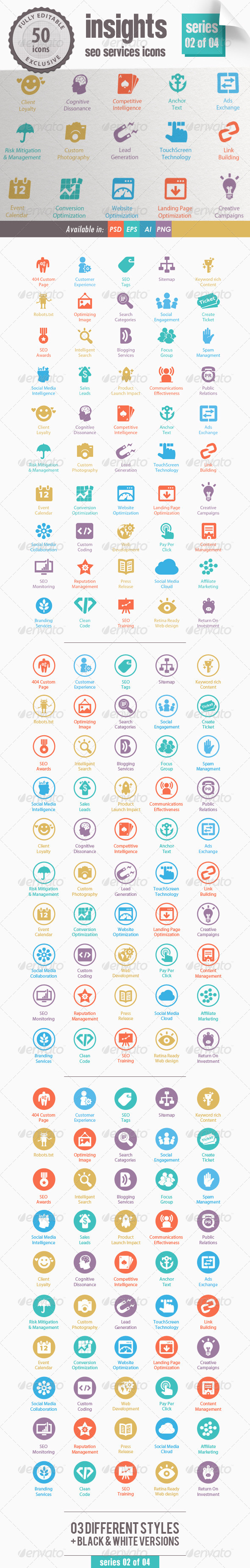 Insights SEO Services Icons - Series 02 of 04 - Web Icons