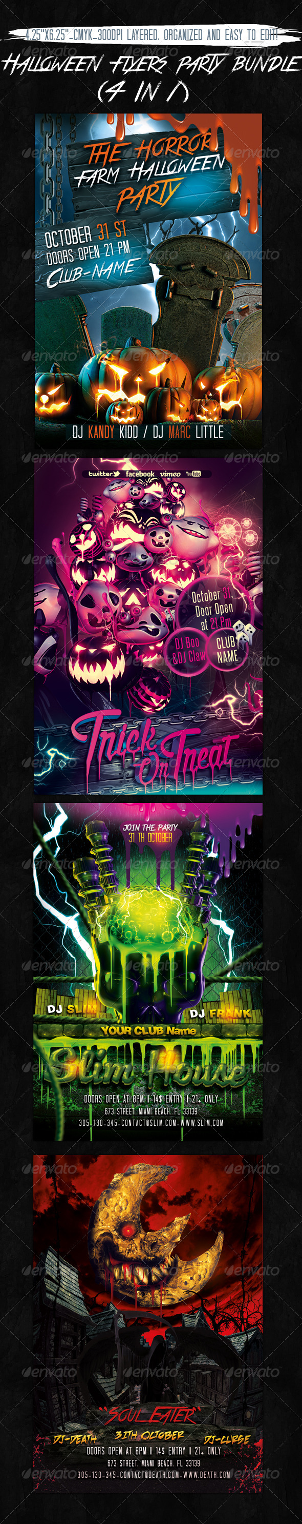 Halloween Flyers Bundle - 4 In 1 - Holidays Events