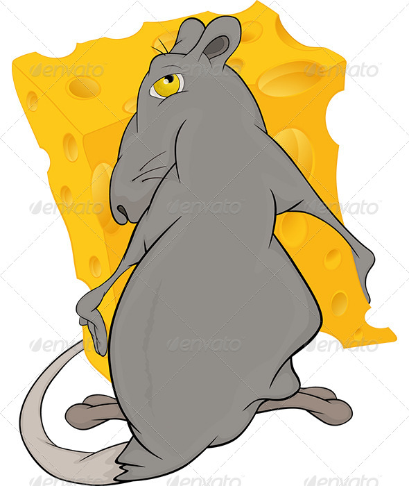 Greedy Rat and Cheese Piece Cartoon Greedy Rat and Cheese Piece Cartoon