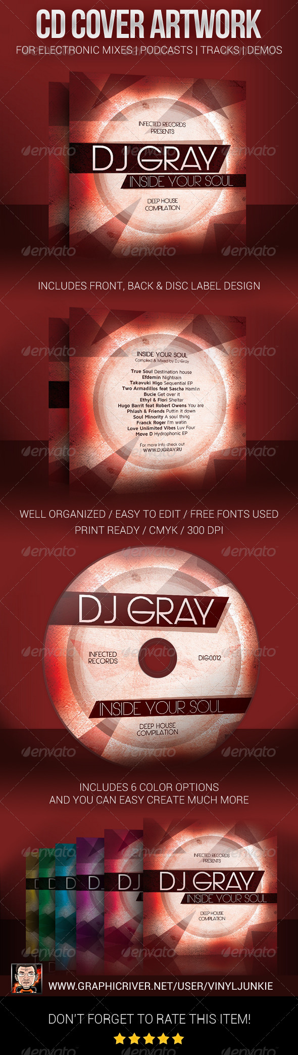 DJ Mix CD Cover Artwork Template - CD & DVD Artwork Print Templates