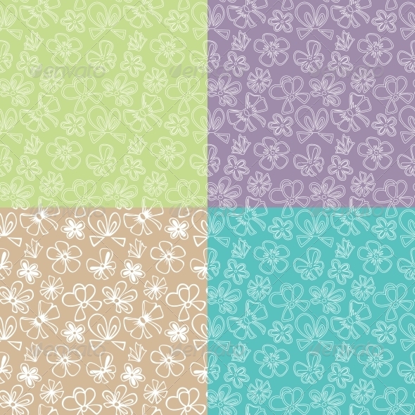 Seamless Patterns with Ribbon Seamless Patterns with Ribbon