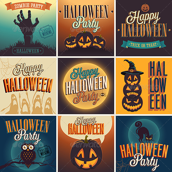 Halloween Posters Set Halloween Posters Set