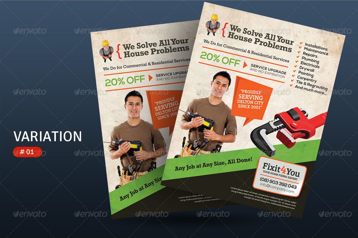 Handyman Services Flyers by kinzi21  GraphicRiver