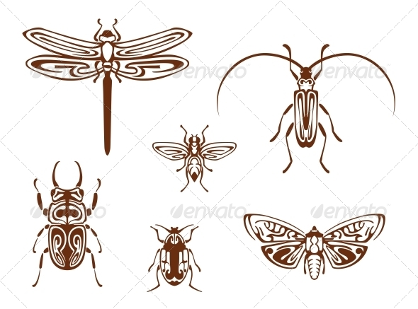 Insects in Tribal Ornamental Style Insects in Tribal Ornamental Style