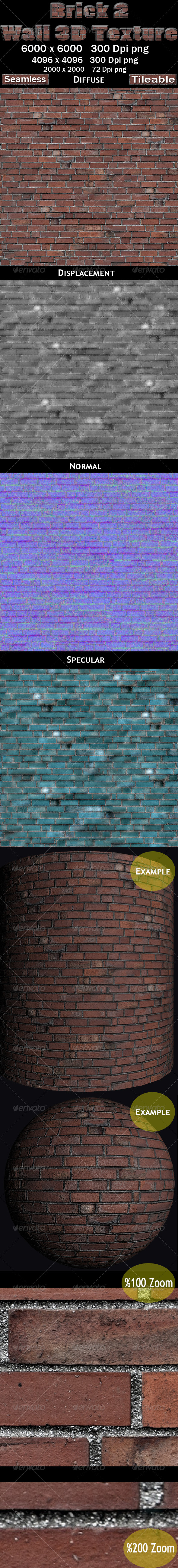 Brick Wall 2 3D Texture - 3DOcean Item for Sale