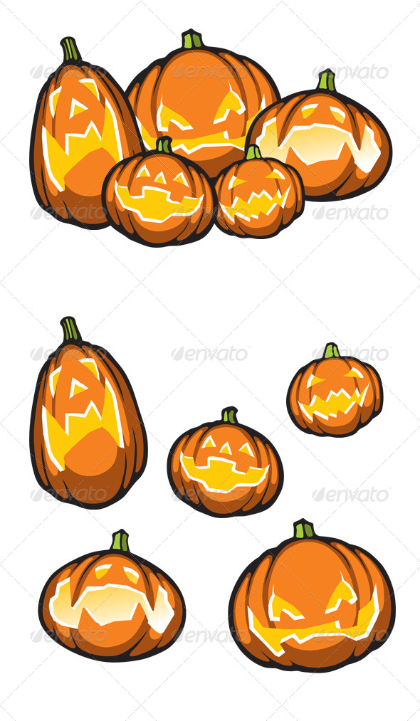 Halloween Pumpkins Vectors Set