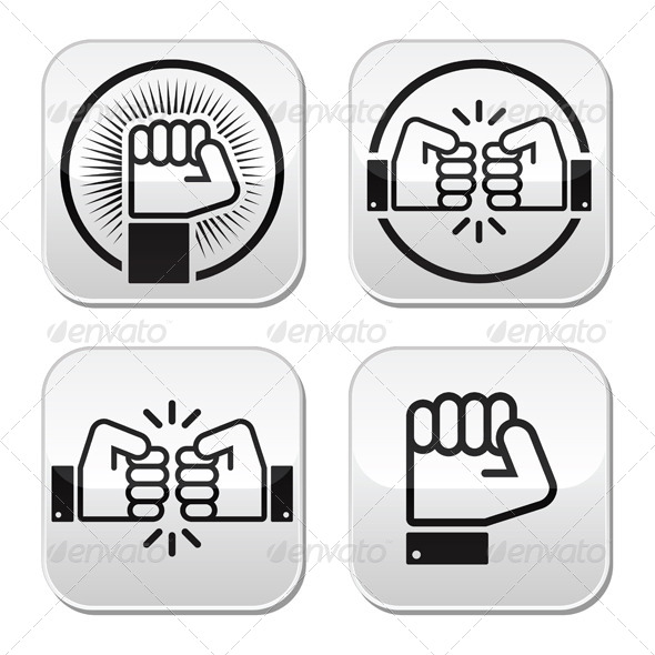 Fist Fist Bump Vector Buttons Set Fist Fist Bump Vector Buttons Set