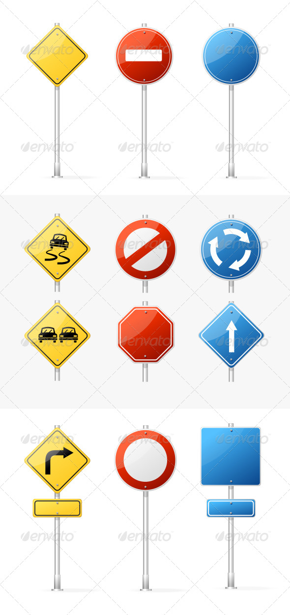 Vector Blank Traffic Sign set Vector Blank Traffic Sign set