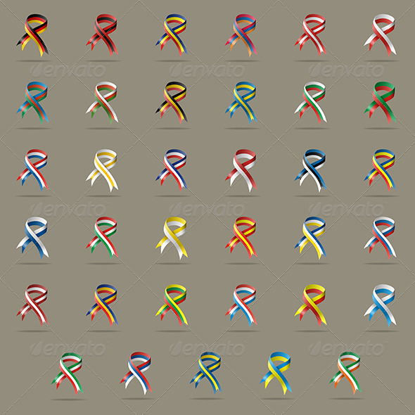 European Flags Ribbons