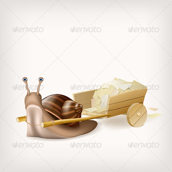 Snail with the Cart with Mail Snail with the Cart with Mail