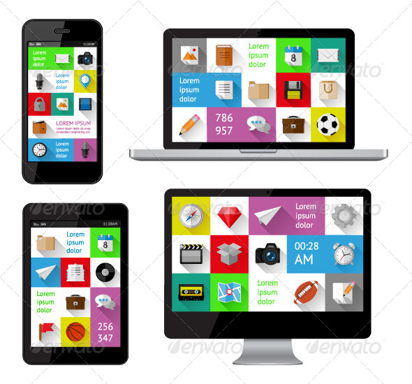 Isolated Gadgets with Infographics Isolated Gadgets with Infographics