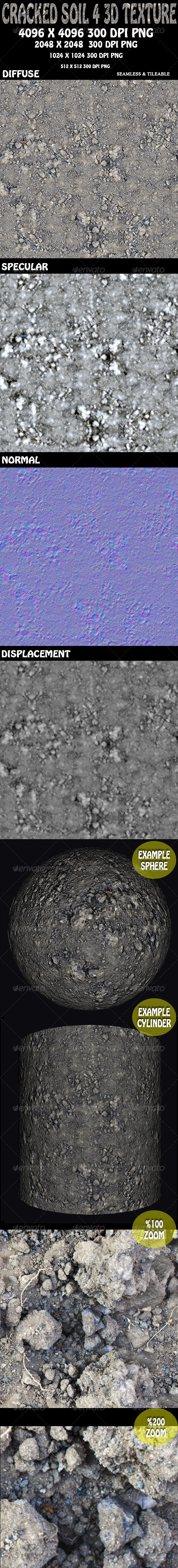 Cracked Soil 4 - 3D Texture - 3DOcean Item for Sale