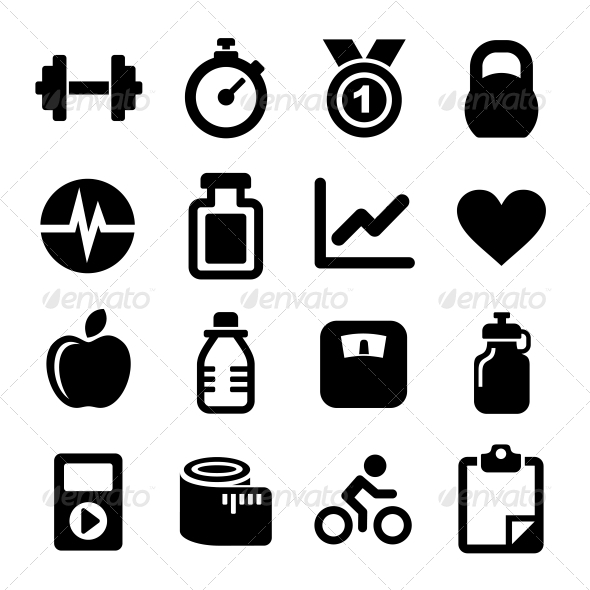 Fitness icons set Fitness icons set