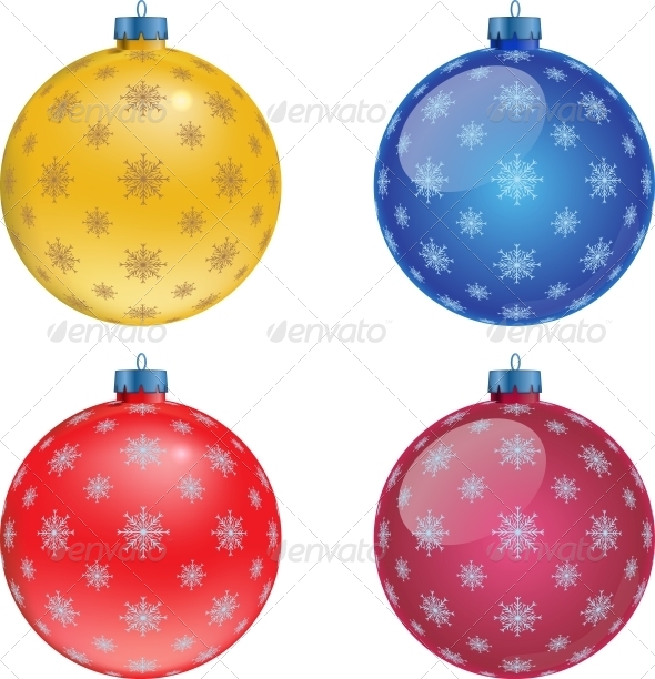 Set of Colorful Christmas Balls, Illustration