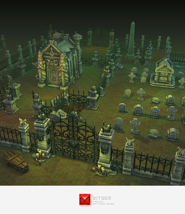 Low Poly Cemetery Starter Set - 3DOcean Item for Sale