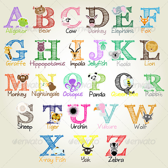 Illustrated Alphabet Animals Illustrated Alphabet Animals