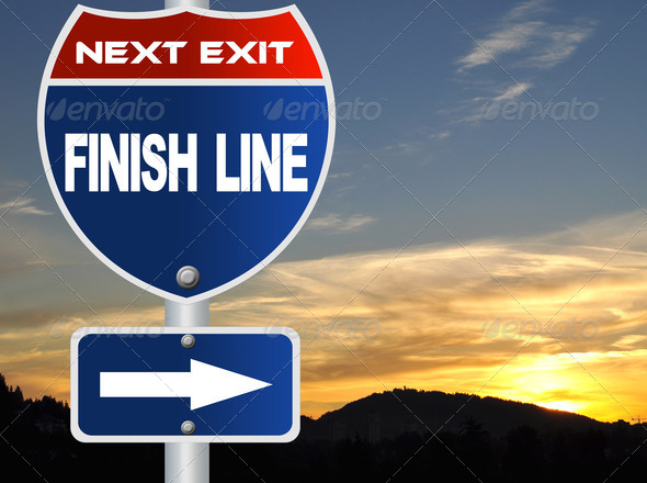 Finish line road sign
