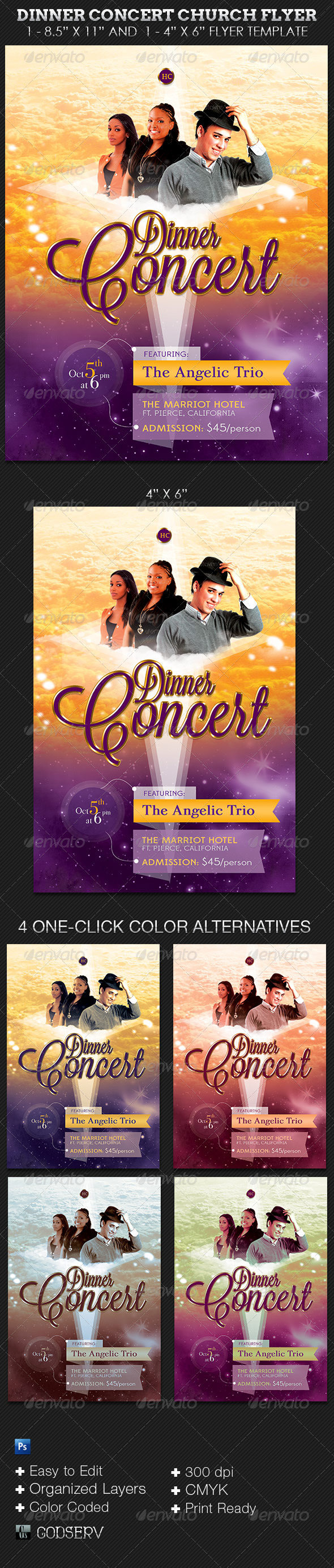 Dinner Concert Church Flyer Template - Church Flyers