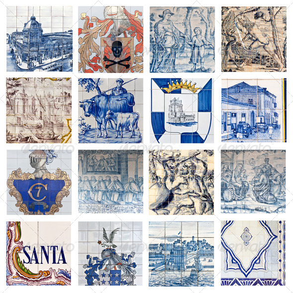Descriptive Portuguese Tiles Collage