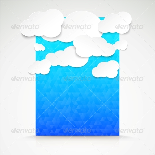 Paper Clouds with Blue Illustration Background.