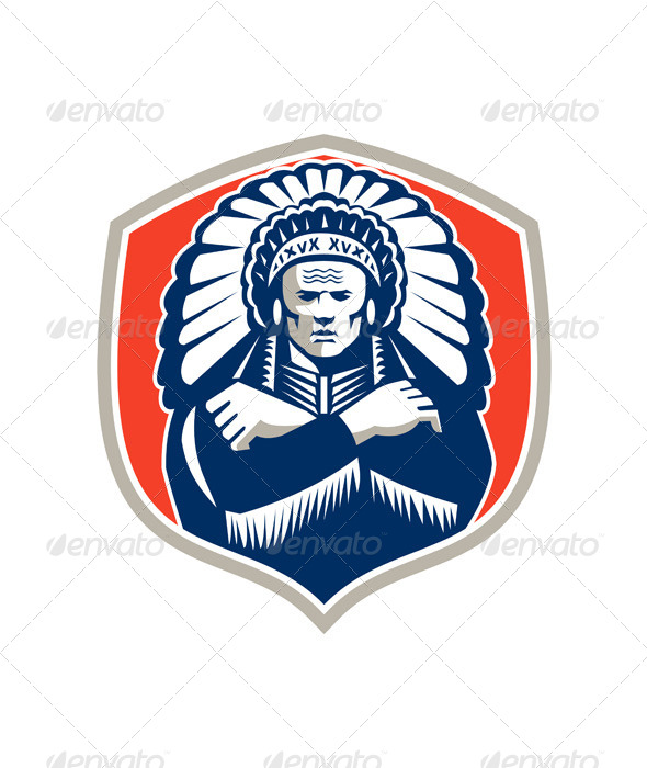 Native American Chief Warrior Headdress Retro Native American Chief Warrior Headdress Retro
