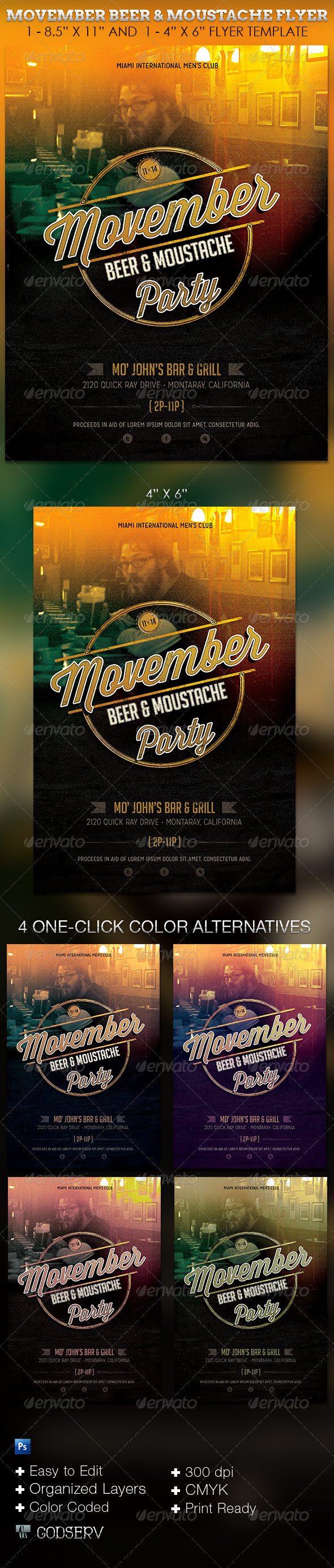 Movember Beer and Moustache Party Flyer Template Movember Beer and Moustache Party Flyer Template
