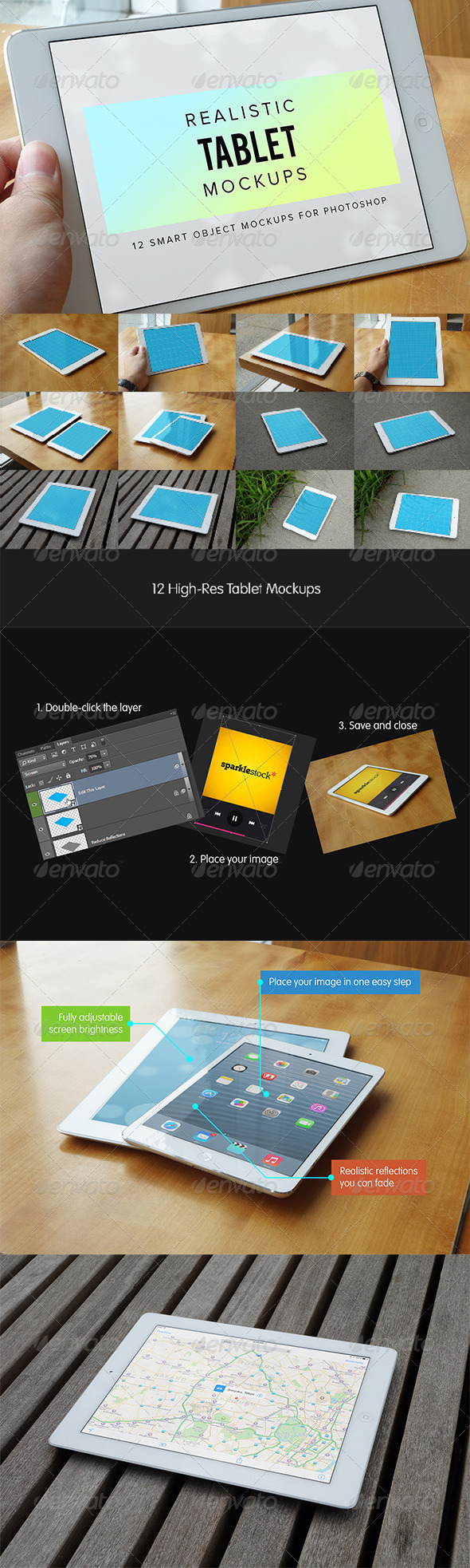 12 Realistic Tablet Mockups 12 Realistic Tablet Mockups