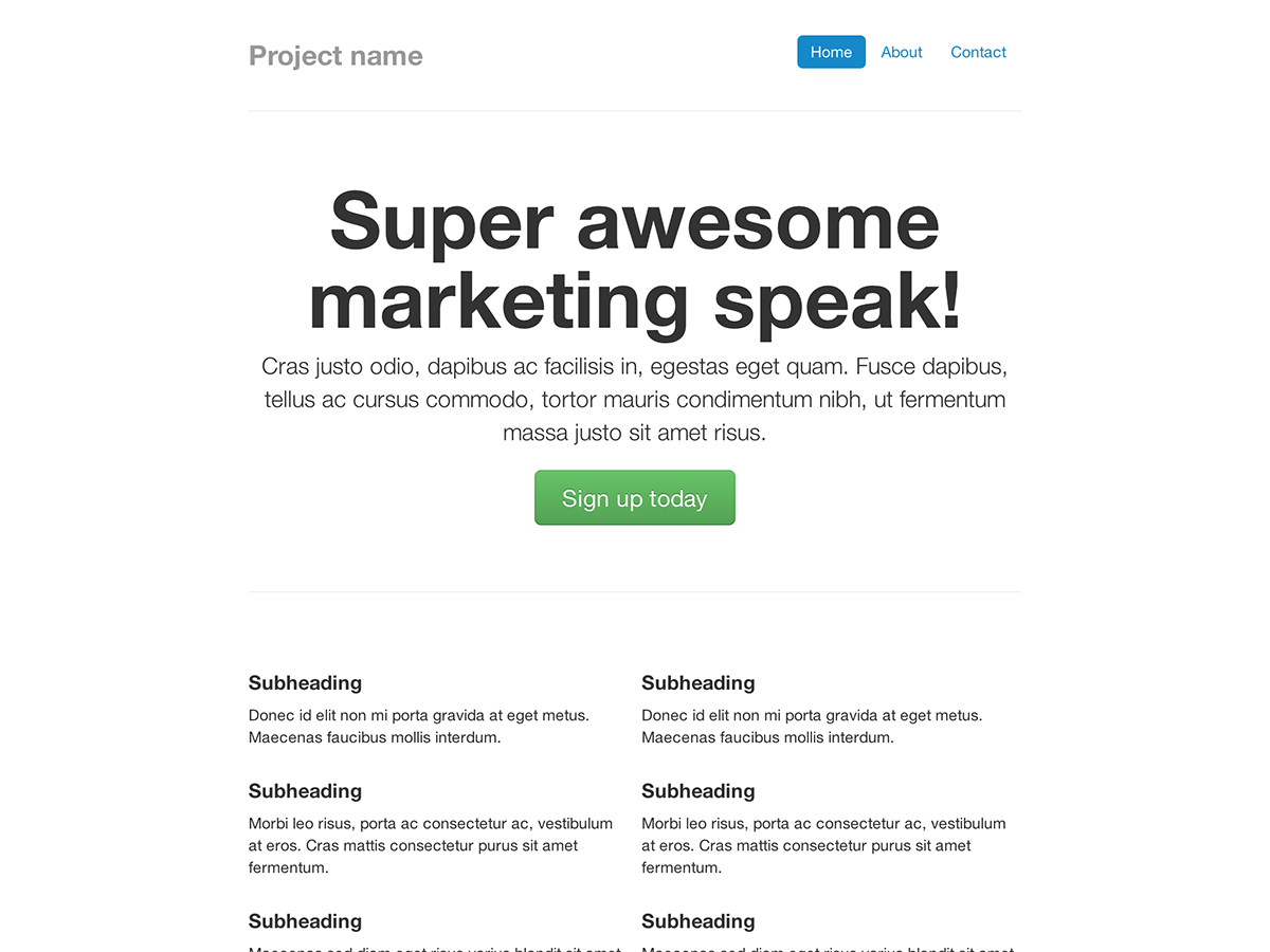 Narrow marketing - Slim, lightweight marketing template for small projects or teams.
