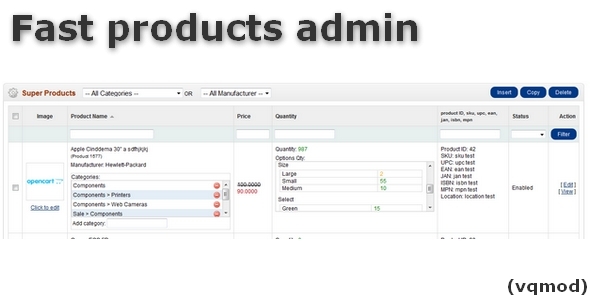 Fast Product Admin for OpenCart Fast Product Admin for OpenCart