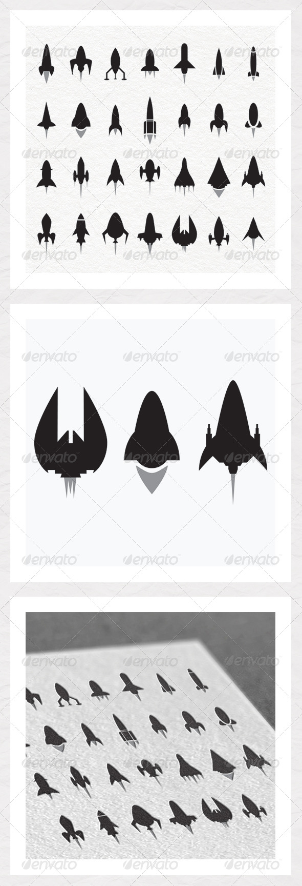 Rocket and Spaceship Silhouettes