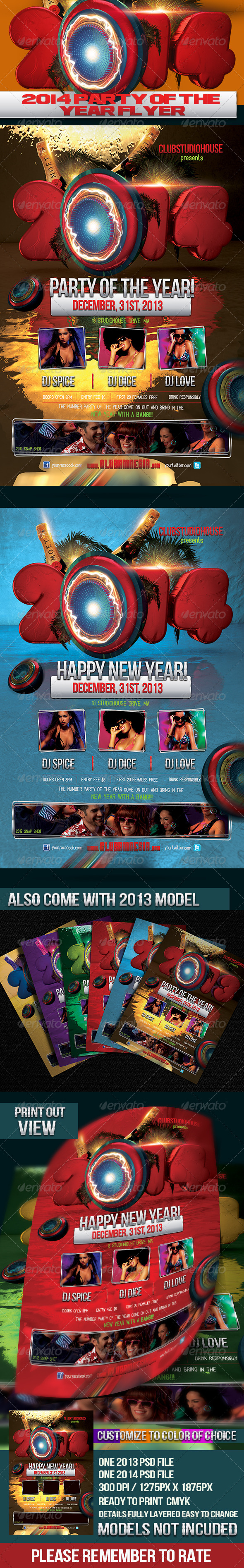 2014 2013 Party Of The Year Flyer Design 2014 2013 Party Of The Year Flyer Design