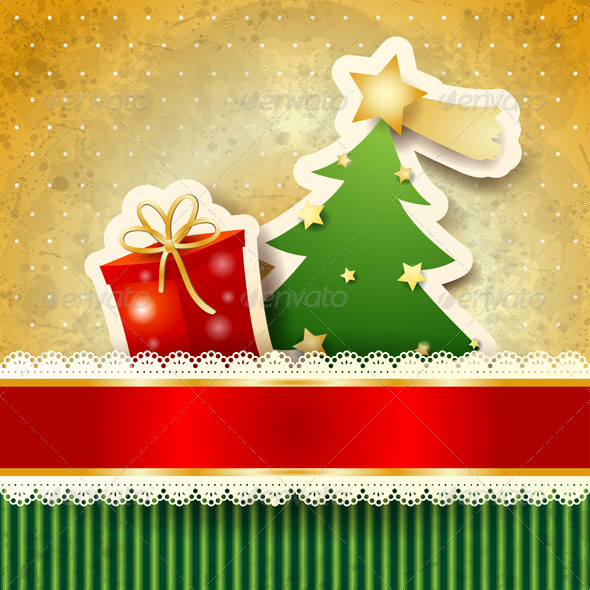 Christmas Background with Paper Tree