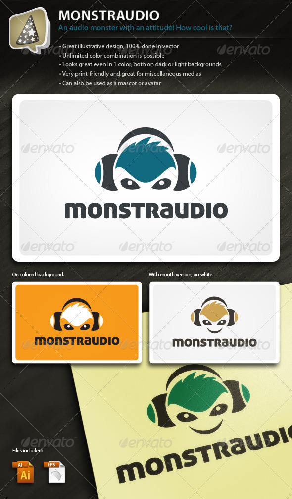 Monstraudio - Illustrative Logo for Your Audio Biz - Humans Logo Templates