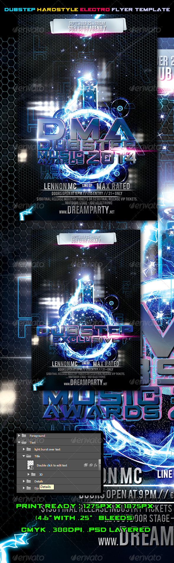 Dubstep Hardstyle Electro Flyer Template Vol.2 Dubstep Hardstyle Electro Flyer Template Vol.2