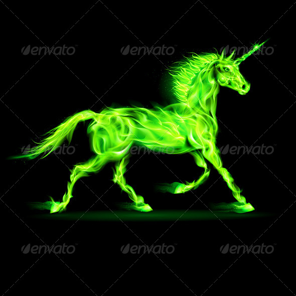 Green Fire Unicorn