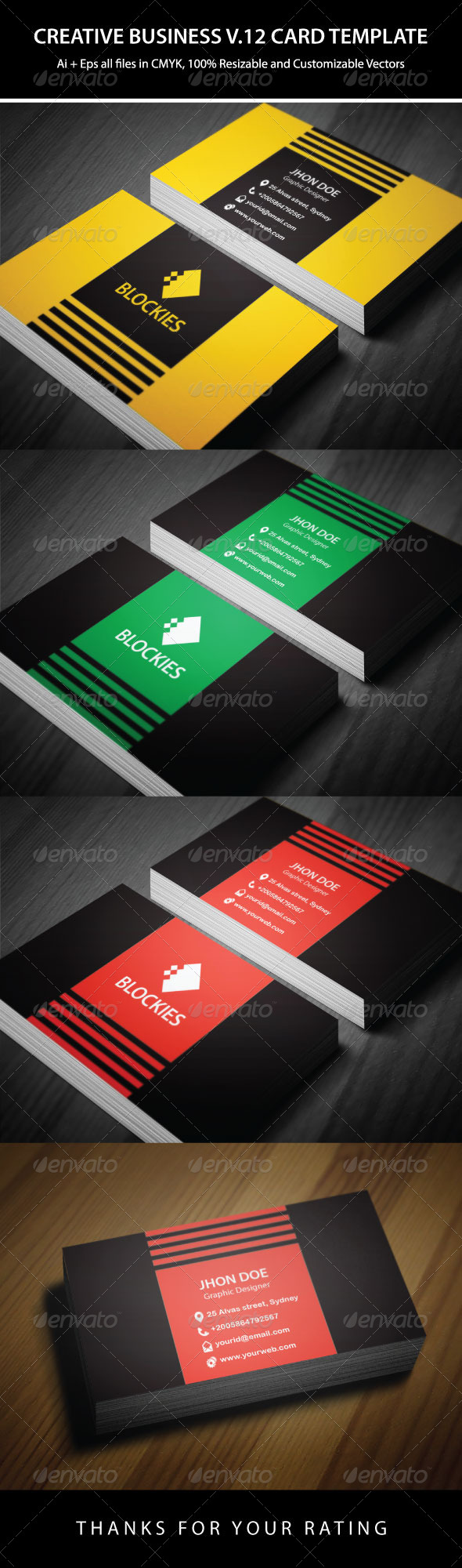3 Colors Creative Business Card Template 3 Colors Creative Business Card Template