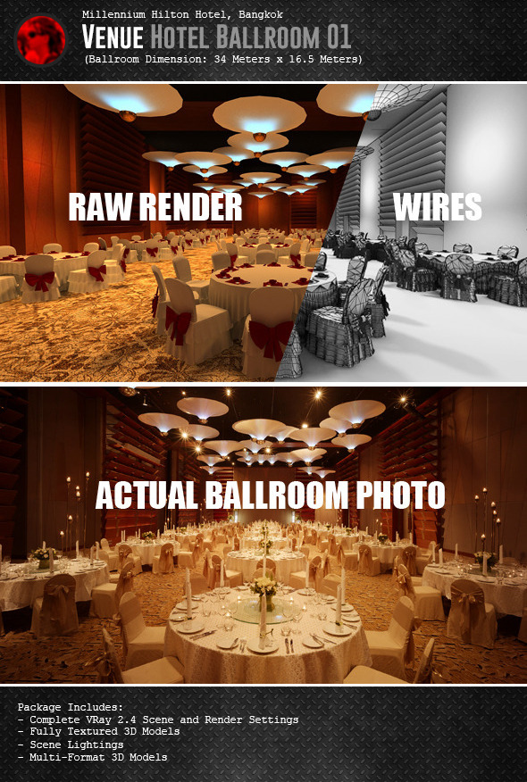 Venue Hotel Ballroom 01 - 3DOcean Item for Sale