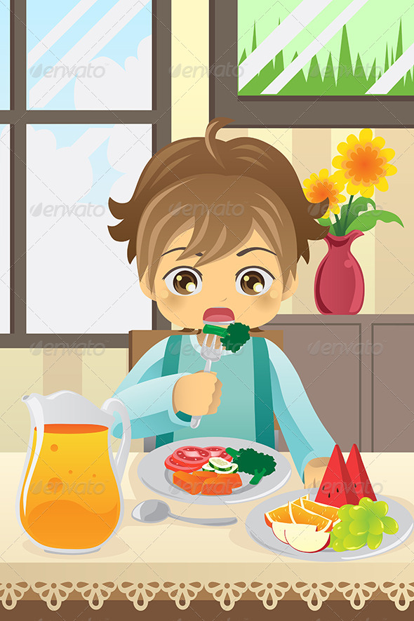 Boy Eating Vegetables Boy Eating Vegetables
