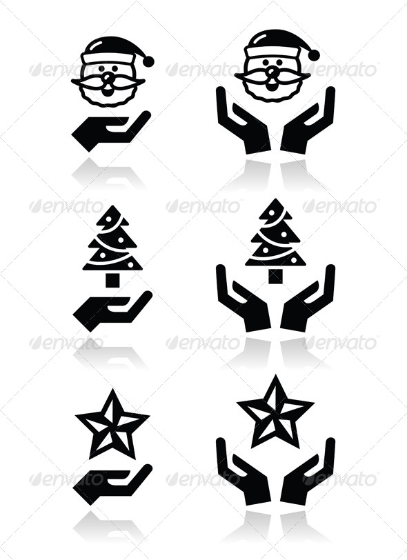 Hands with Christmas Icons Hands with Christmas Icons