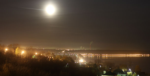 Night City River Moon Time Lapse Night City River Moon Time Lapse