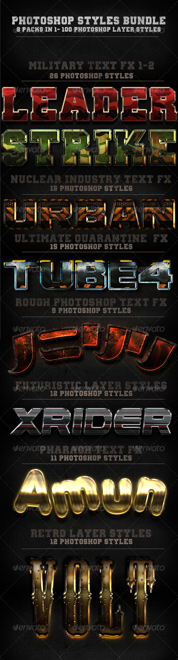 100 Photohop Styles - 8 In 1-The Bundle - Text Effects Styles