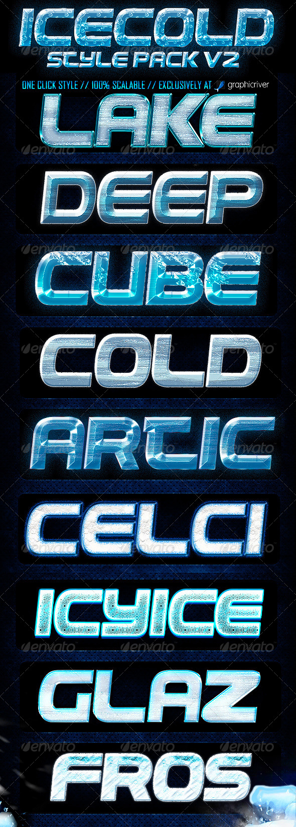 Ice Cold Photoshop Layer Style V2 - Text Effects Styles