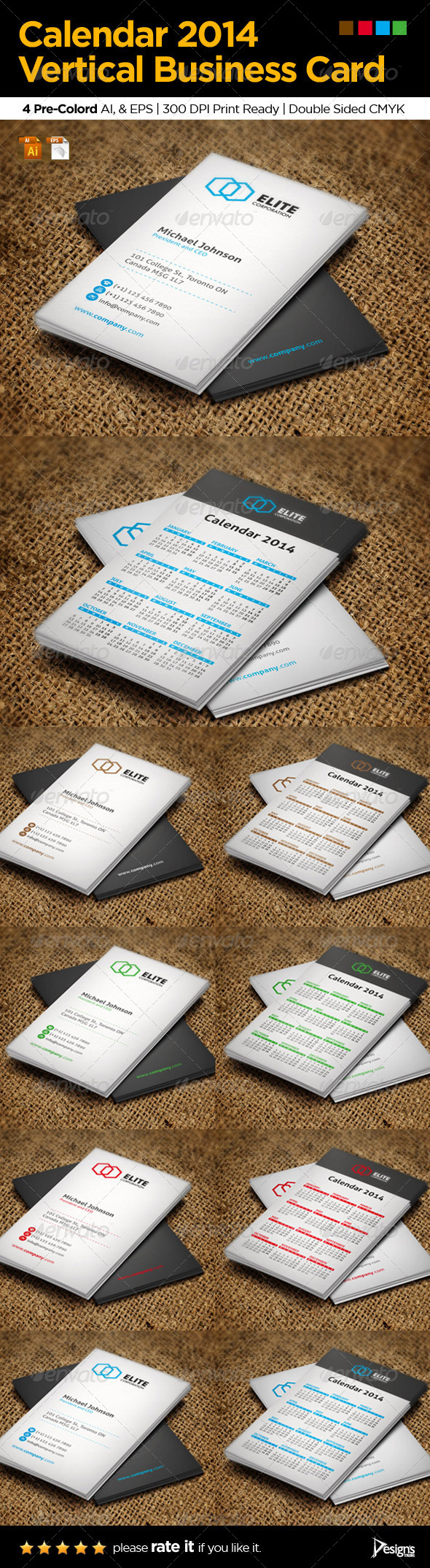 Calendar 2014 Vertical Business Card Calendar 2014 Vertical Business Card