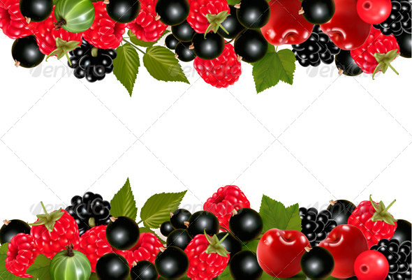 Background with Fresh Berries and Cherries Background with Fresh Berries and Cherries
